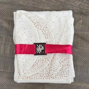 White and Rose Gold Beaded Scarf and Beret